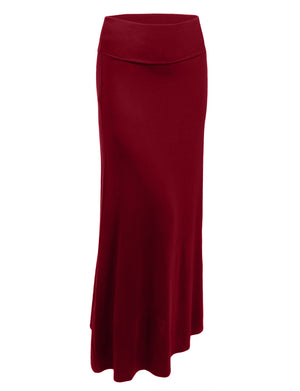 STRETCHY PREMIUM BASIC FOLDOVER JERSEY MAXI SKIRTS NEWSK05 