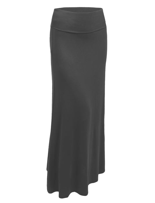 STRETCHY PREMIUM BASIC FOLDOVER JERSEY MAXI SKIRTS NEWSK05
