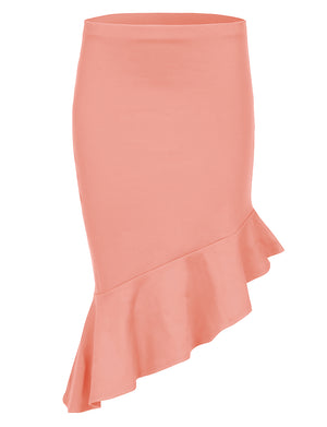 HIGH LOW HEM LINE BANDAGE BODYCON SKIRT NEWSK27 