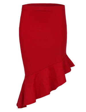 HIGH LOW HEM LINE BANDAGE BODYCON SKIRT NEWSK27 
