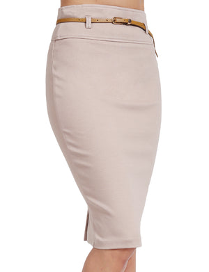 BASIC SOLID KNEE LENGTH WORK OFFICE PENCIL SKIRTS WITH BELT NEWSK35 