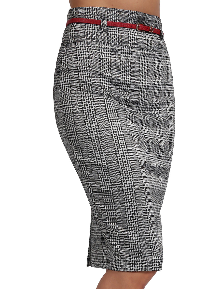 BASIC SOLID KNEE LENGTH WORK OFFICE PENCIL SKIRTS WITH BELT NEWSK37 PLUS