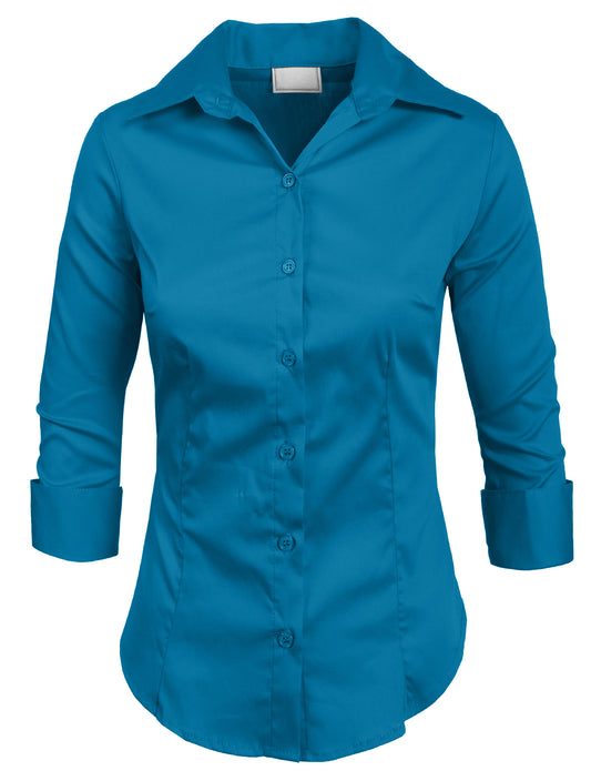 ROLL UP 3/10 SLEEVE BUTTON DOWN SHIRTS WITH STRETCH NEWT01