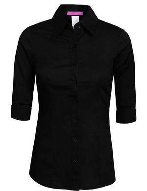 ROLL UP 3/4 SLEEVE BUTTON DOWN SHIRTS WITH STRETCH NEWT05 PLUS