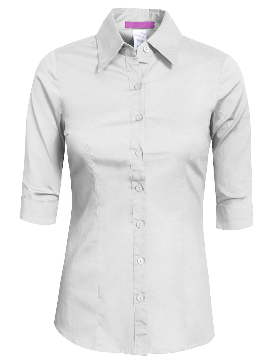 TAILORED 3/4 SLEEVE BUTTON DOWN SHIRTSMALL NEWT05 