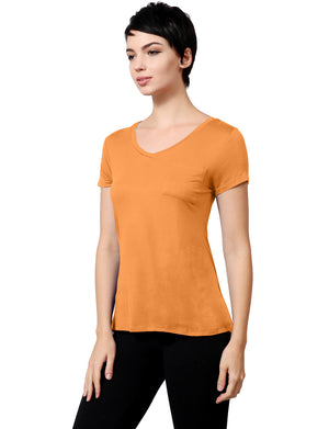 Womens Light V-Neck Basic Short Sleeve Shirt Top with Pocket