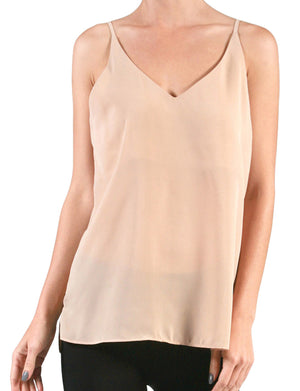 LIGHT WEIGHT BASIC V-NECK SPAGHETTI STRAP CHIFFON DOBBY CAMI TOP NEWT107 
