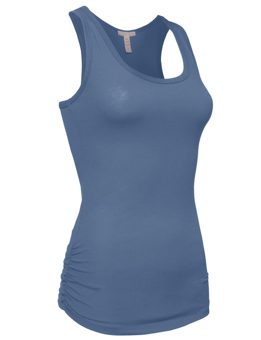 FITTED SIDE ELASTIC SHIRRING TANK TOP NEWT14
