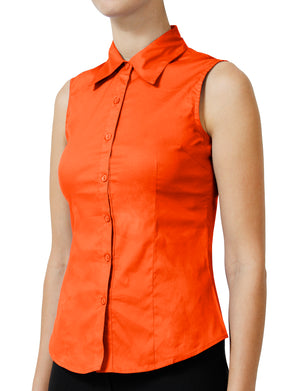 TAILORED SLEEVELESS BUTTON DOWN SHIRTS NEWT15 