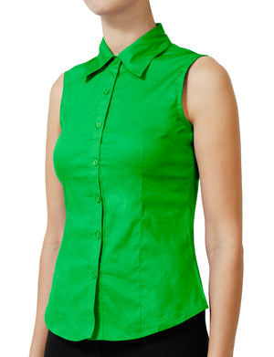 TAILORED SLEEVELESS BUTTON DOWN SHIRTS NEWT15 