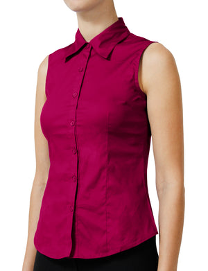 TAILORED SLEEVELESS BUTTON DOWN SHIRTS NEWT15 