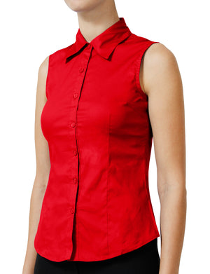 TAILORED SLEEVELESS BUTTON DOWN SHIRTS NEWT15 