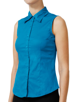 TAILORED SLEEVELESS BUTTON DOWN SHIRTS NEWT15 