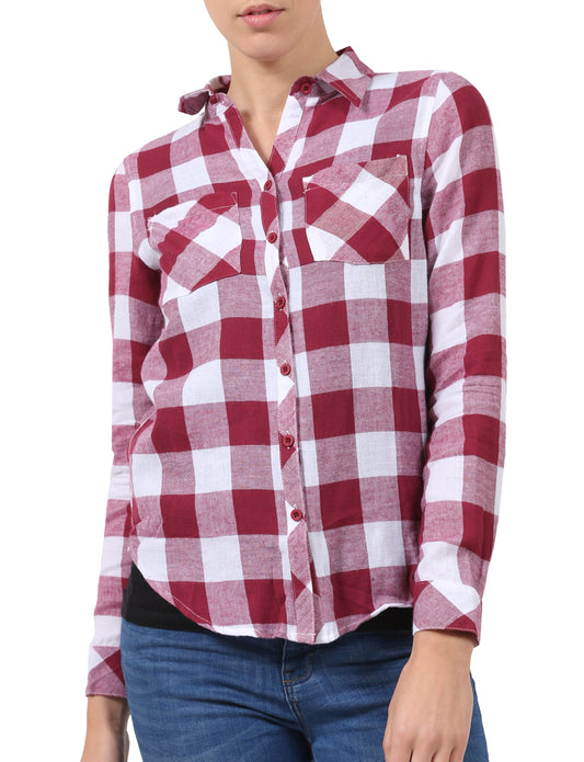 LIGHT WEIGHT LONG SLEEVE PLAID BUTTON DOWN SHIRTS NEWT152
