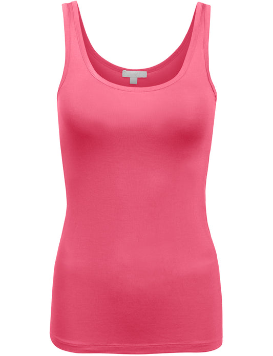 LIGHT WEIGHT BASIC SLEEVELESS SOLID SCOOP NECK BACK TANK TOP NEWT157