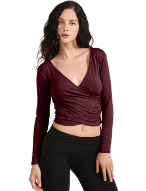 DEEP V-NECK LONG SLEEVE WRAPPED CROP TOP NEWT160 