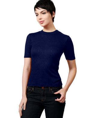 SHORT SLEEVED MOCK NECK RIB-HACCI SHIRT NEWT187 