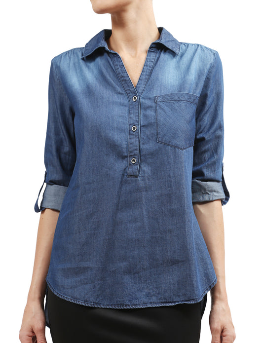 LIGHT WEIGHT ROLL UP 3/4 SLEEVE FRONT BUTTON HENLEY SHIRTS NEWT192