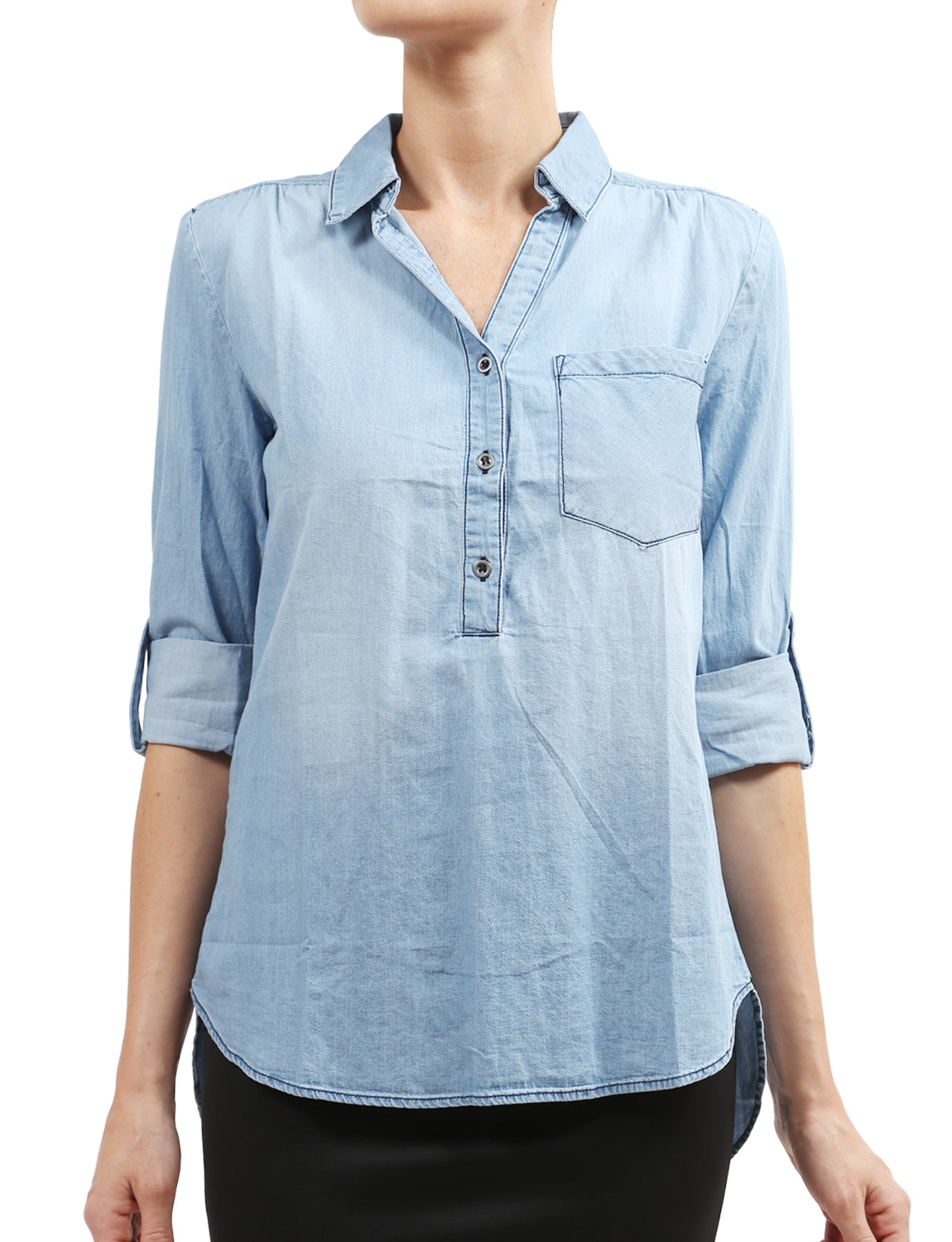 LIGHT WEIGHT ROLL UP 3/4 SLEEVE FRONT BUTTON HENLEY SHIRTS NEWT192 