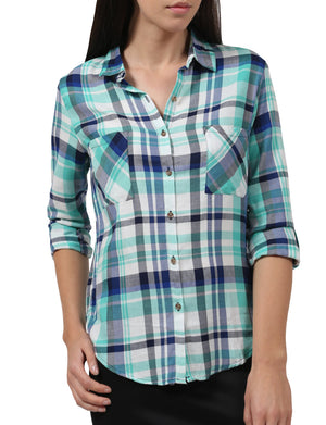 LIGHT WEIGHT LONG SLEEVE PLAID BUTTON DOWN SHIRTS NEWT200 