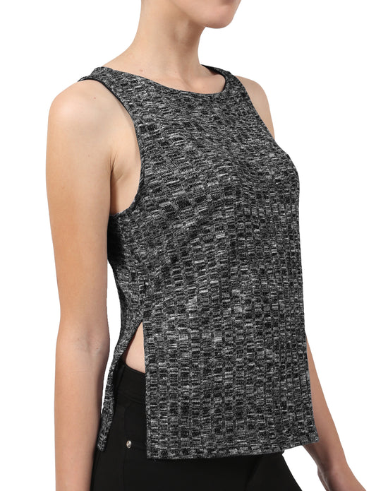 LIGHT WEIGHT BASIC SLEEVELESS RIBBED TANK TOP WITH ROUND NECK NEWT207