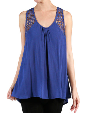 LIGHT WEIGHT LACE SLEEVELESS TUNIC BLOUSE TANK TOP NEWT215 