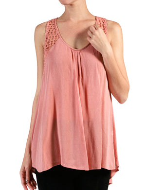 LIGHT WEIGHT LACE SLEEVELESS TUNIC BLOUSE TANK TOP NEWT215 