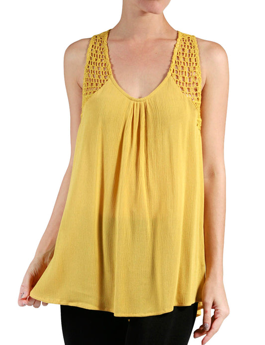 LIGHT WEIGHT LACE SLEEVELESS TUNIC BLOUSE TANK TOP NEWT215