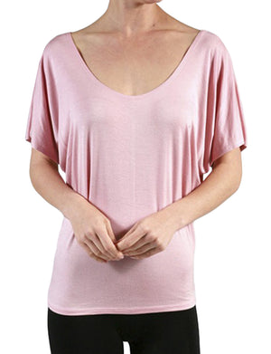 FLOWY DRAPED SHORT SLEEVE DOLMAN SHIRTS NEWT216 