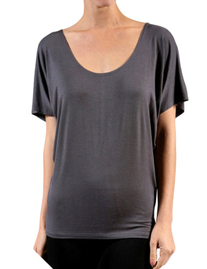 FLOWY DRAPED SHORT SLEEVE DOLMAN SHIRTS NEWT216 