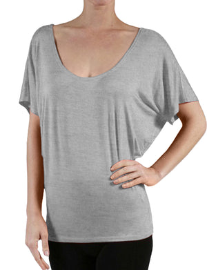 FLOWY DRAPED SHORT SLEEVE DOLMAN SHIRTS NEWT216 PLUS