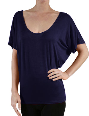 FLOWY DRAPED SHORT SLEEVE DOLMAN SHIRTS NEWT216 PLUS