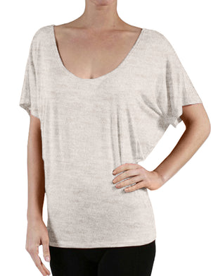 FLOWY DRAPED SHORT SLEEVE DOLMAN SHIRTS NEWT216 