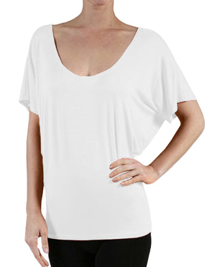 FLOWY DRAPED SHORT SLEEVE DOLMAN SHIRTS NEWT216 PLUS