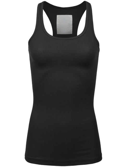 STRETCHY ROUND NECK RIBBED RACERBACK TANK TOP NEWT239