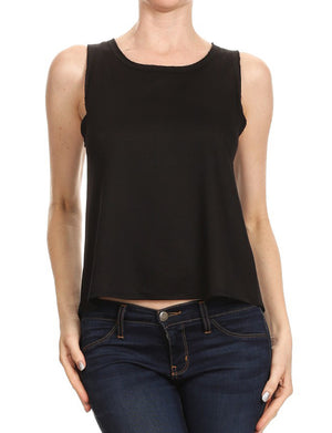 LIGHT WEIGHT TERRY SLEEVELESS TOP WITH OPEN BACK NEWT283 PLUS