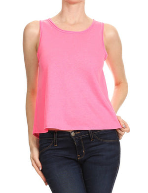 LIGHT WEIGHT TERRY SLEEVELESS TOP WITH OPEN BACK NEWT283 PLUS