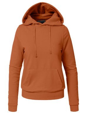 WOMEN BASIC SOLID COMFORTABLE PULLOVER HOODIE NEWT29 