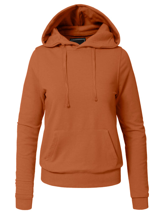 WOMEN BASIC SOLID COMFORTABLE PULLOVER HOODIE NEWT29