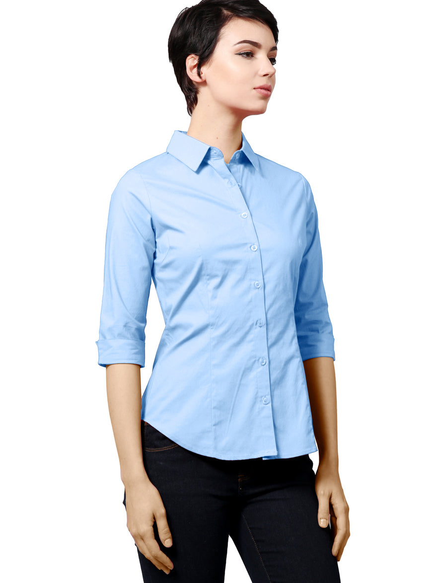 SIMPLE 3/4 SLEEVED BUTTON DOWN COLLARED SHIRTS NEWT290 