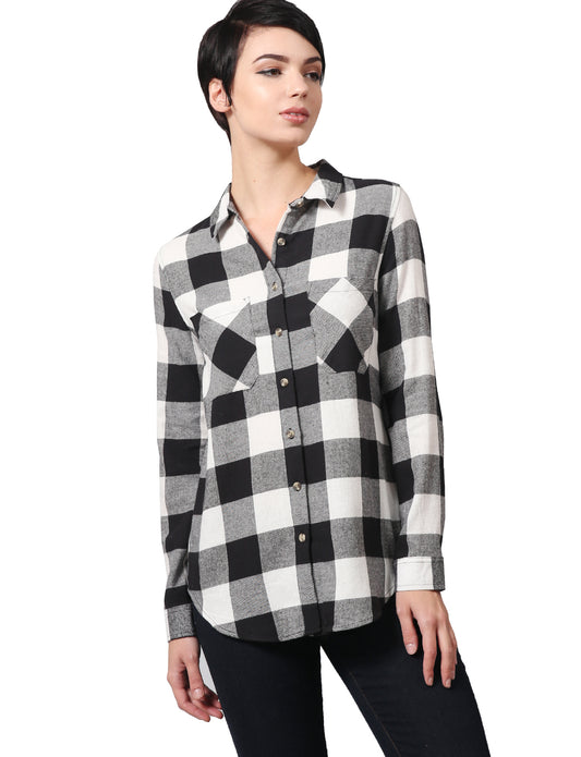 LONG SLEEVE FLANNEL CHECK PLAID SHIRTS DRESS WITH BELT NEWT292