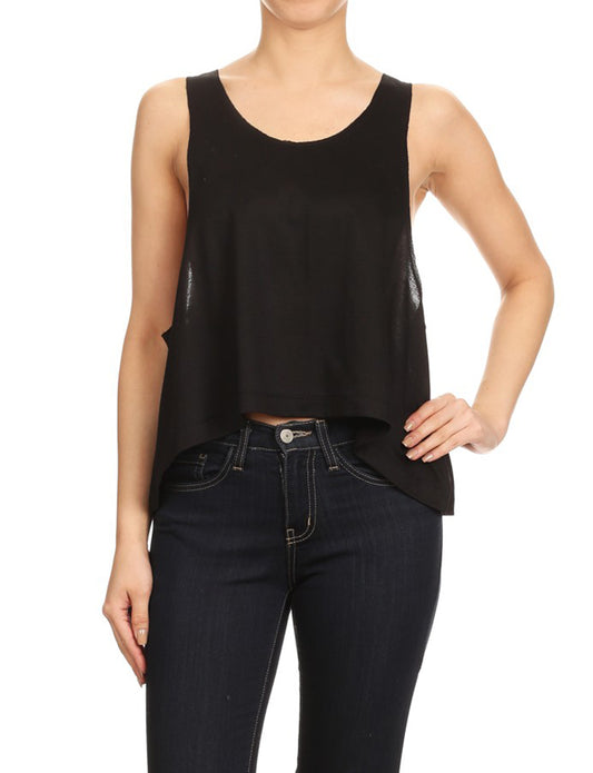 CASUAL LIGHT WEIGHT VIVID TERRY SLEEVELESS LOOSE TOP NEWT296