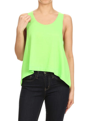 CASUAL LIGHT WEIGHT VIVID TERRY SLEEVELESS LOOSE TOP NEWT296 PLUS
