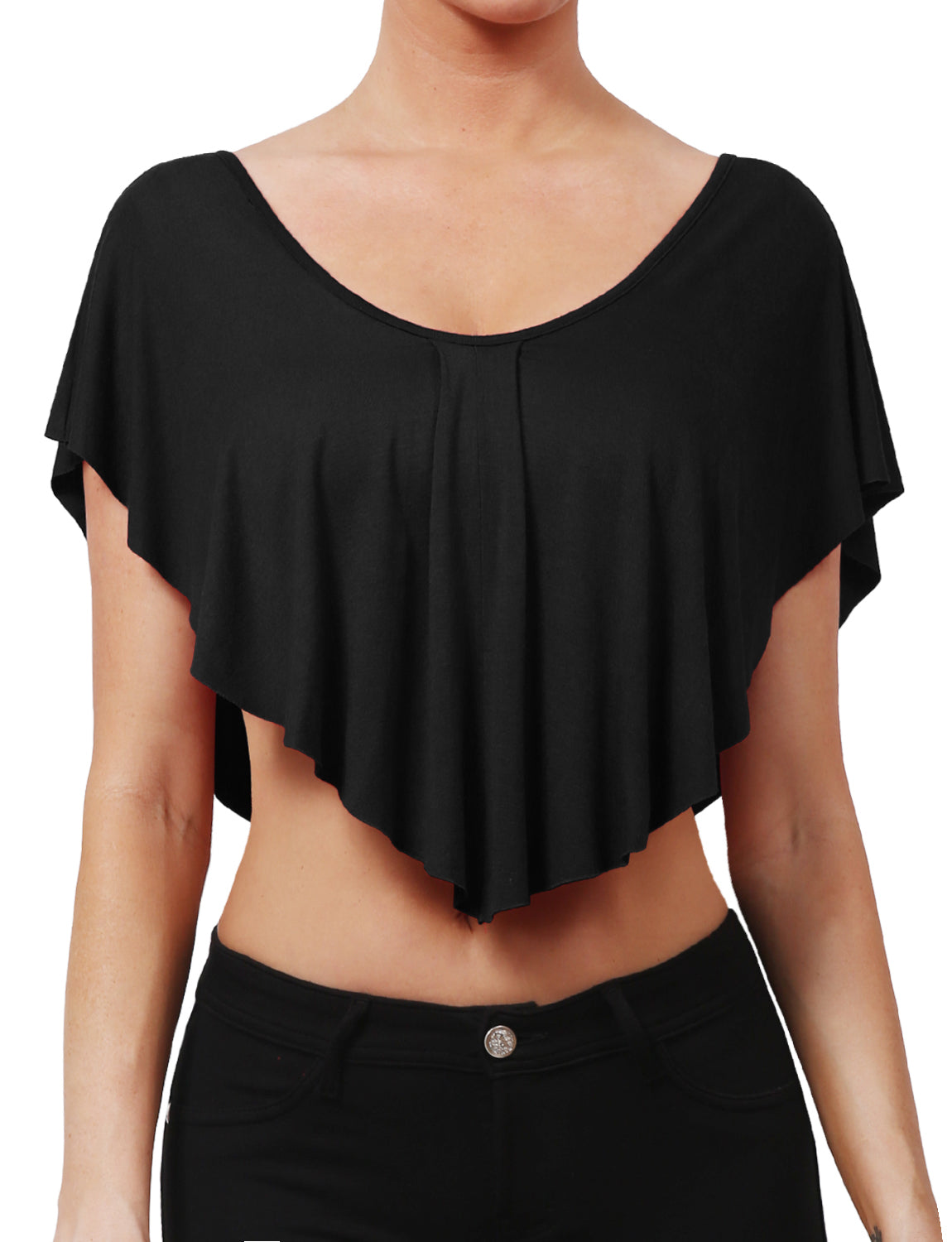 SOLID STRETCH LOOSE FIT CUT KIMONO CROP TOP NEWT302 