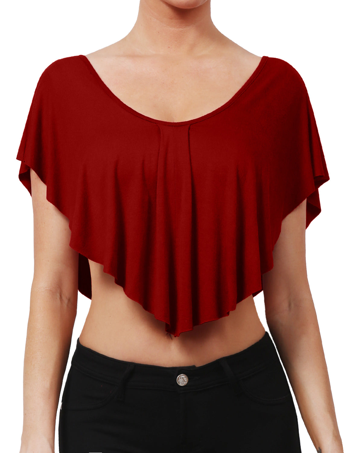 SOLID STRETCH LOOSE FIT CUT KIMONO CROP TOP NEWT302 