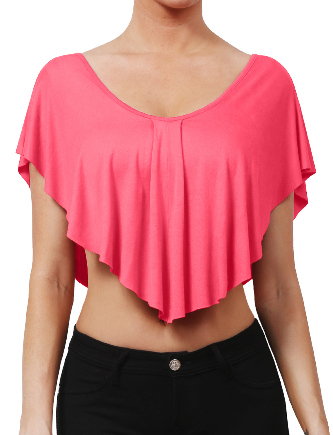 SOLID STRETCH LOOSE FIT CUT KIMONO CROP TOP NEWT302 
