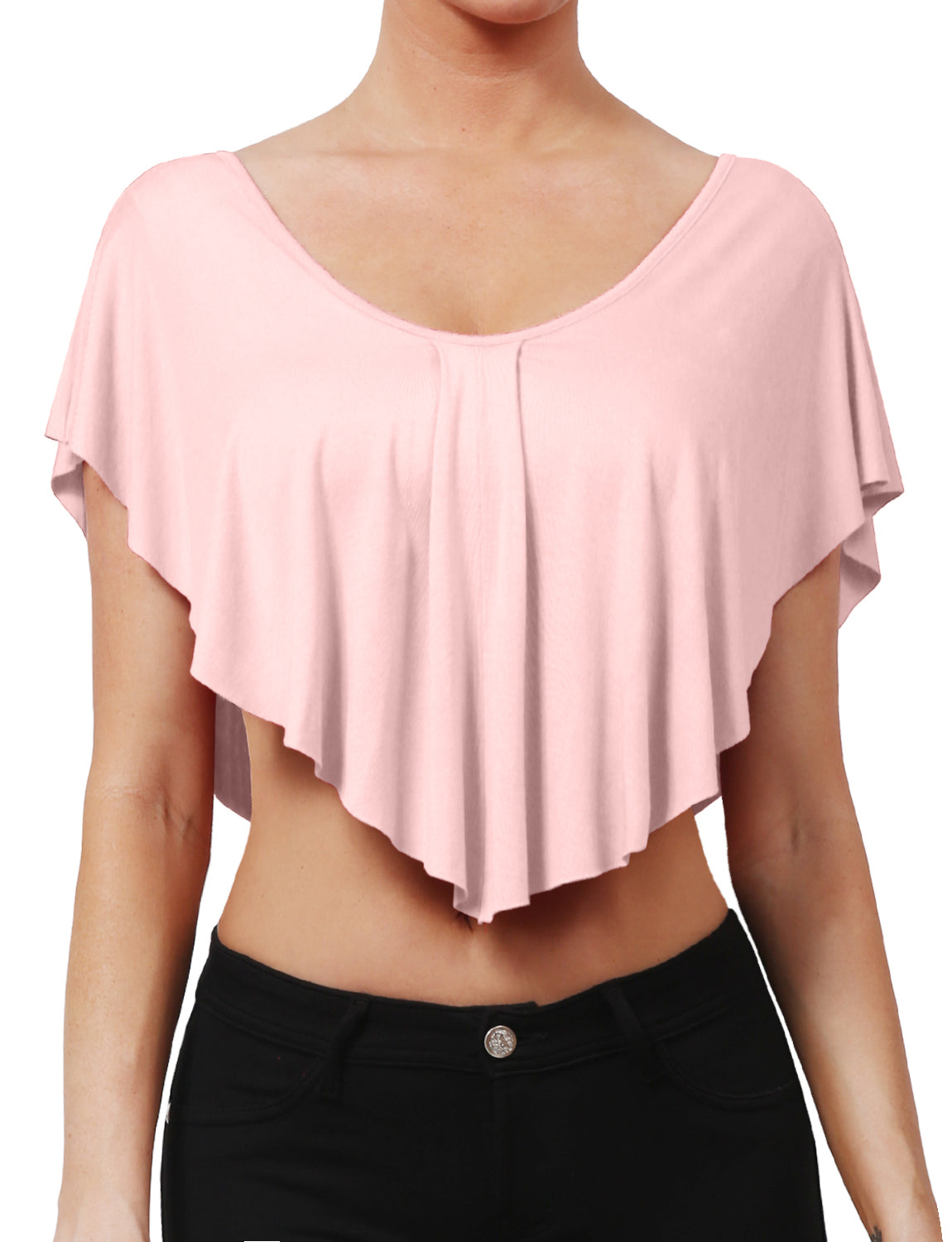SOLID STRETCH LOOSE FIT CUT KIMONO CROP TOP NEWT302 