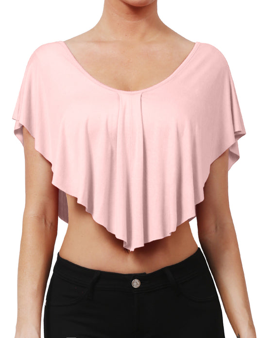 SOLID STRETCH LOOSE FIT CUT KIMONO CROP TOP NEWT302 