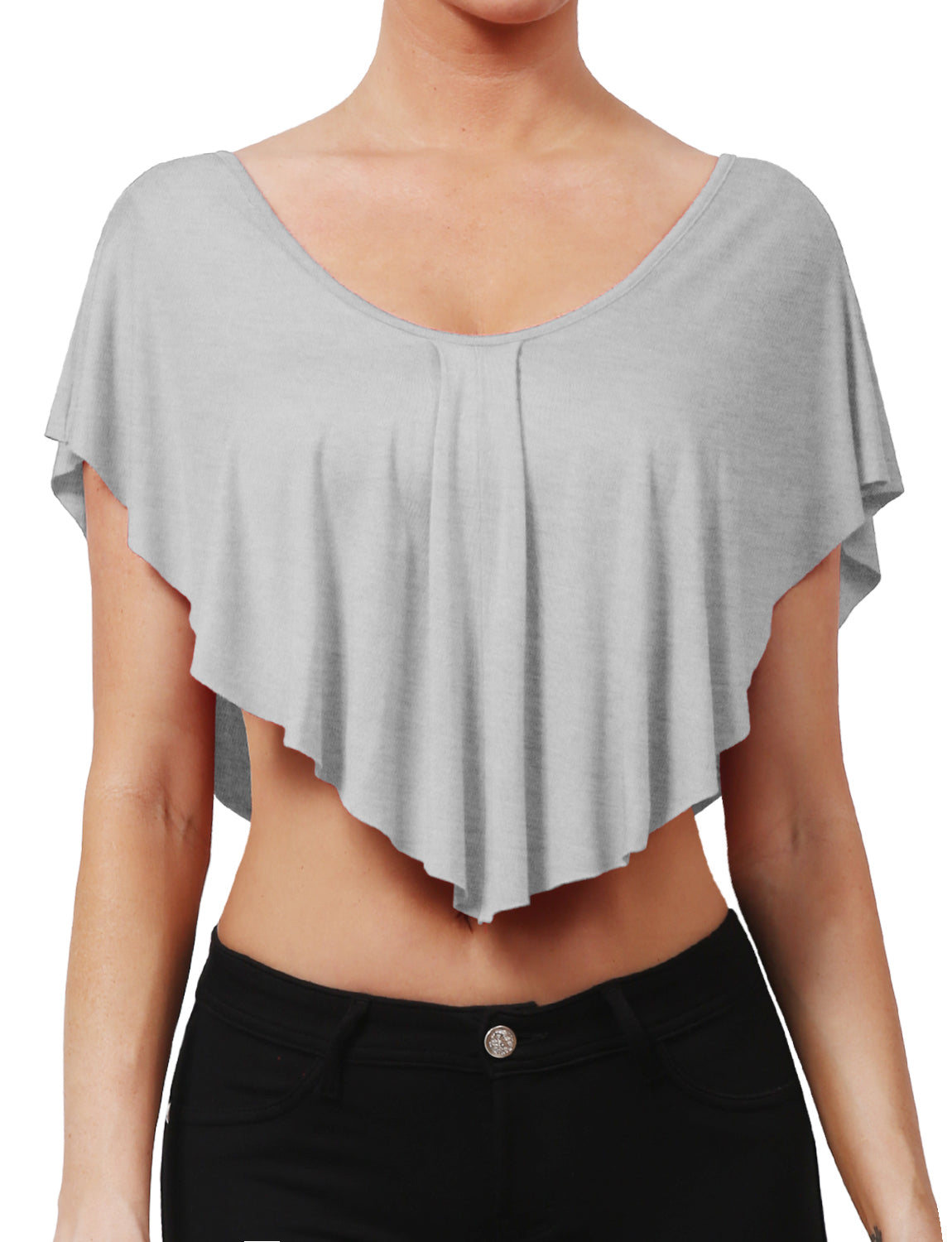SOLID STRETCH LOOSE FIT CUT KIMONO CROP TOP NEWT302 