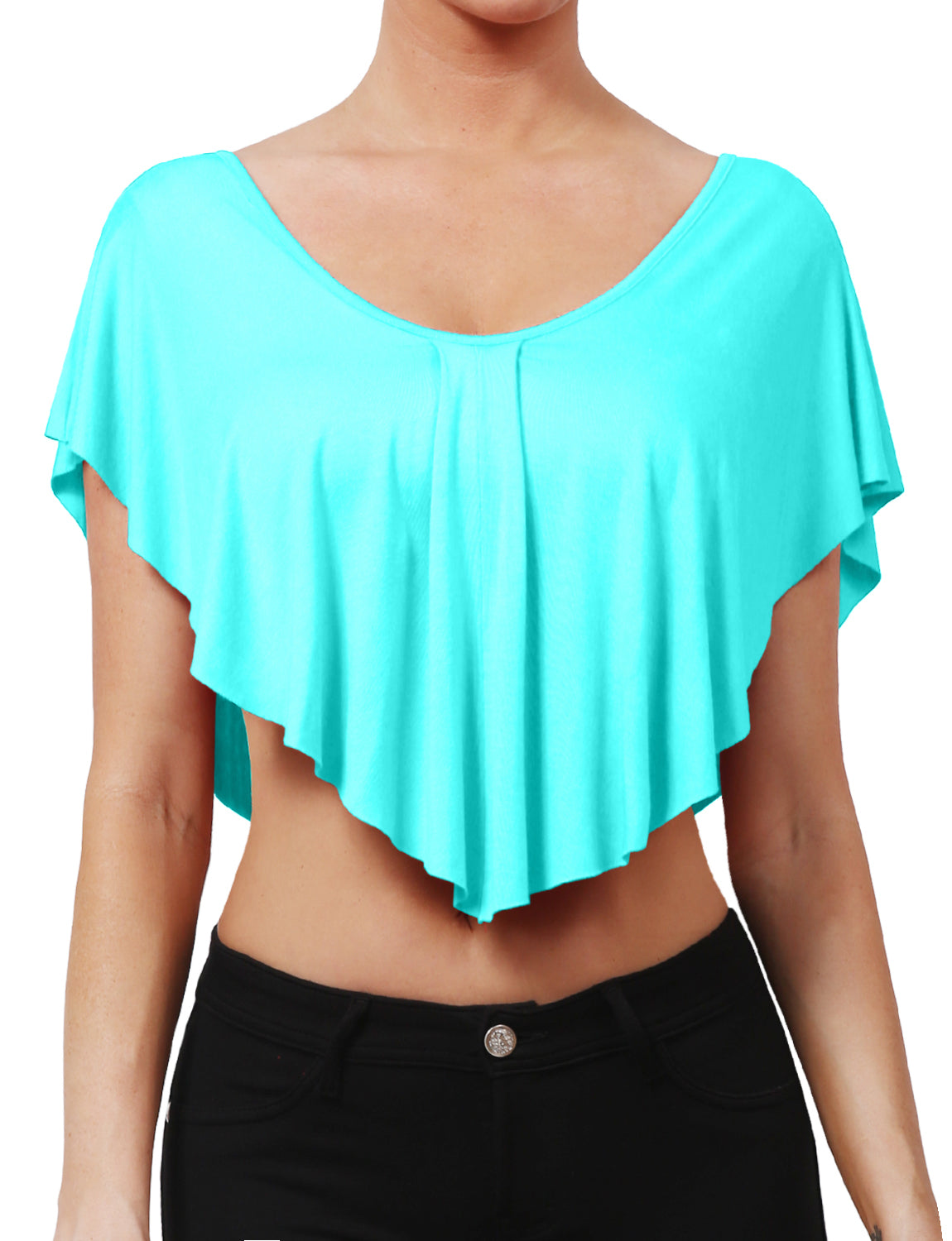 SOLID STRETCH LOOSE FIT CUT KIMONO CROP TOP NEWT302 